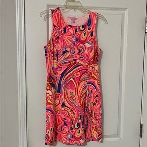 Lilly Pulitzer Neon Pink Multicolor Swirl Sleeveless Mini Dress